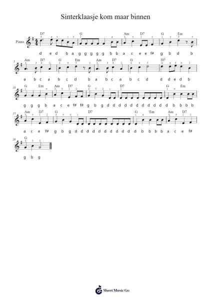 Sinterklaasje kom maar binnen Sheet Music by undefined-Arr.Yedle Adelo