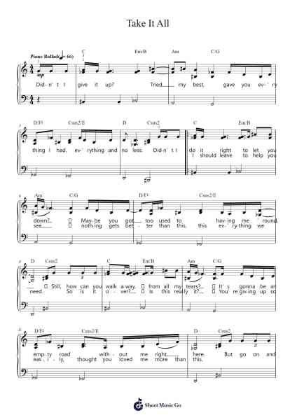 Take It All Sheet Music by Adele-Arr.Toddgail