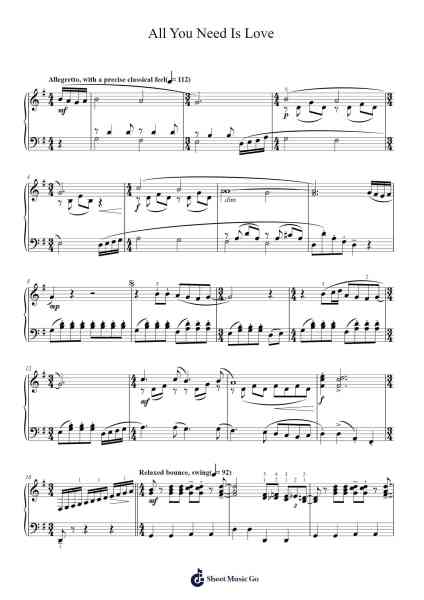 All You Need Is Love Sheet Music by The Beatles-Arr.Hulclark