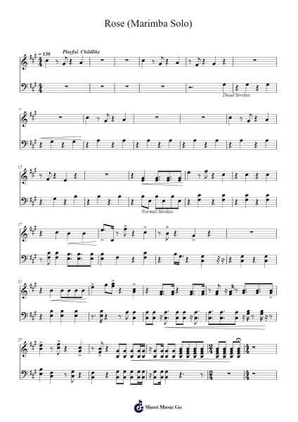 Rose (Marimba Solo) Sheet Music by Ethan Hight-Arr.Wrighttab