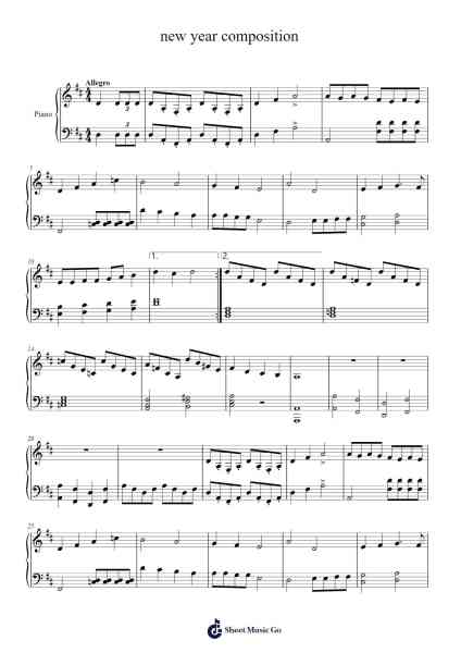 new year composition Sheet Music by Zhan Liu-Arr.Duntrick