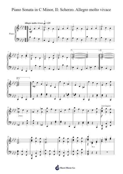 Piano Sonata in C Minor, II: Scherzo. Allegro molto vivace Sheet Music by Keljames Campnore-Arr.Vibard Brumens