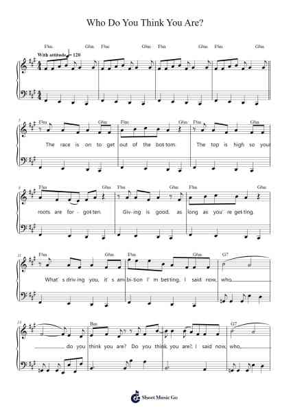 Who Do You Think You Are? Sheet Music by Spice Girls-Arr.Tedget Milrol