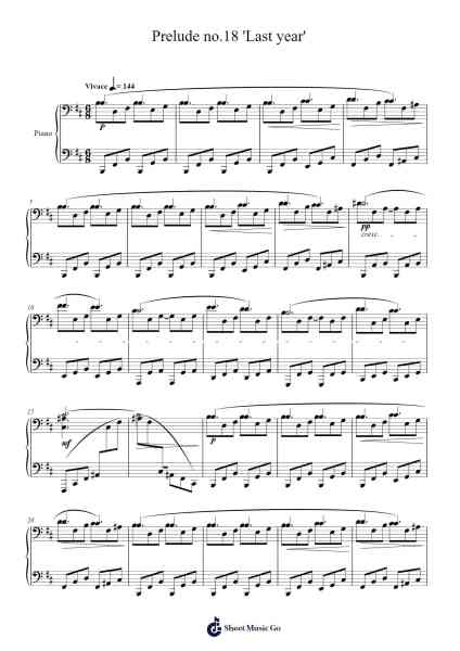 Prelude No. 18 'Last Year' Sheet Music by 신비-Arr.Hudcie Rhoclark