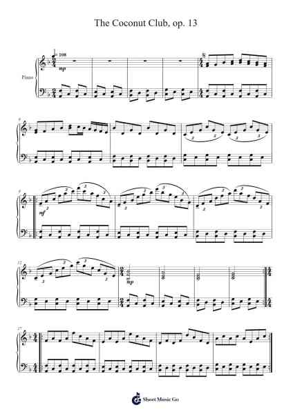 The Coconut Club, op. 13 Sheet Music by Fabian Reiß-Arr.Rareade Zoelotte