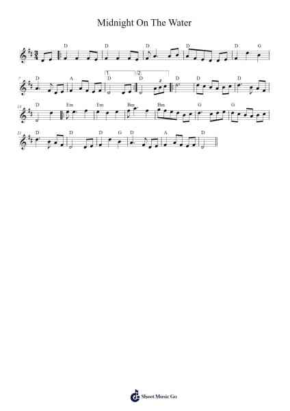 Midnight On The Water Sheet Music by Unknown author-Arr.Bradfred Copsweet
