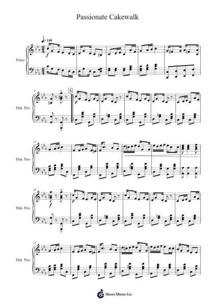 Passionate Cakewalk Sheet Music by Popgram Migcky-Arr.Hartepeare