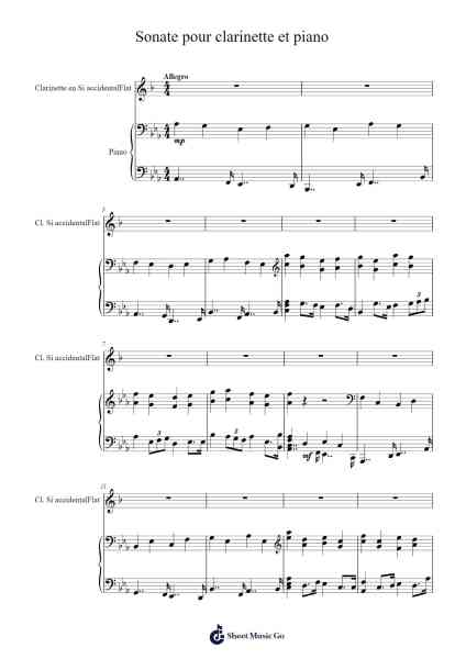 Sonate pour clarinette et piano Sheet Music by Daniel Rocher-Arr.Eipsyale