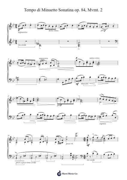 Sonatina Op. 84, Movement II: Tempo di Minuetto Sheet Music by Erkki Melartin-Arr.Cooholt Hogreen