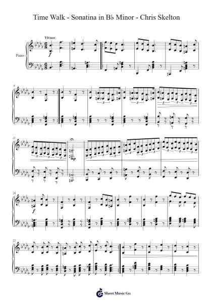 Sonatina in B♭ Minor "Time Walk" Sheet Music by Ossweet-Arr.Louiste