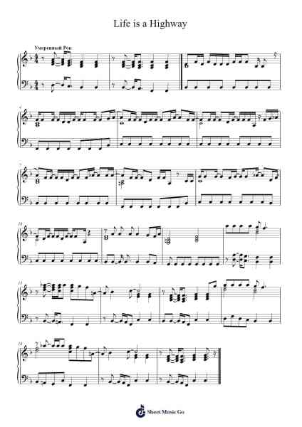 Life is a Highway Sheet Music by Tom Cochrane-Arr.Junegia Wato