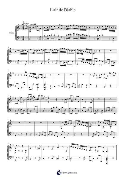 Pièces en concert V: L'air de Diable Sheet Music by François Couperin-Arr.Dunkin Betcie