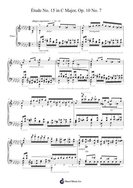 Studies on Chopin's Études: No. 15 in C Major, based on Op. 10 No. 7 Sheet Music by Leopold Godowsky-Arr.Gunchi