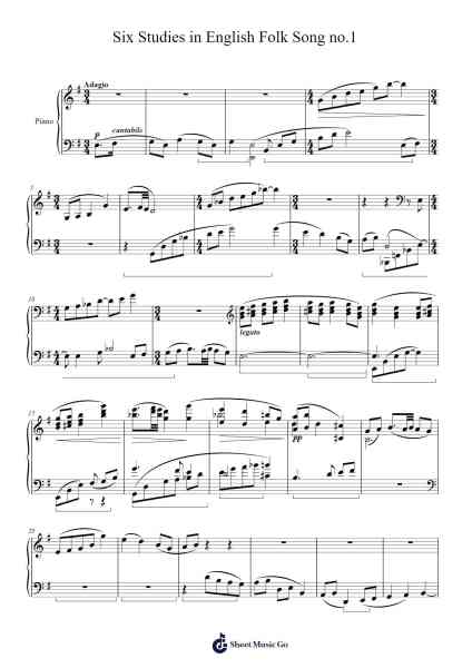 Six Studies in English Folk Song No. 1 Sheet Music by Ralph Vaughan Williams-Arr.Leolop Faypys