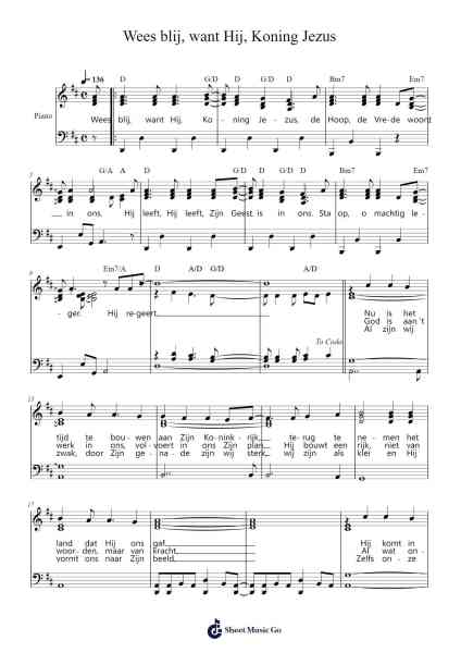 Wees blij, want Hij, Koning Jezus Sheet Music by -Arr.Gunnd