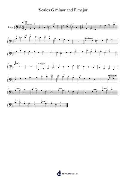 Scales in G Minor and F Major Sheet Music by supercharles-Arr.Jonessibyl Midsopp