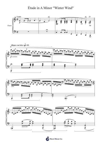 Étude in A Minor "Winter Wind" Sheet Music by Frédéric François Chopin-Arr.Haletra Kimstone