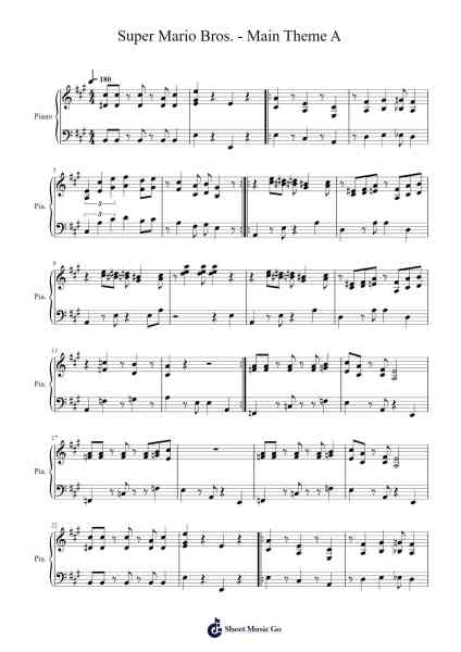 Super Mario Bros. - Main Theme A Sheet Music by Michael Vehe-Arr.Humera