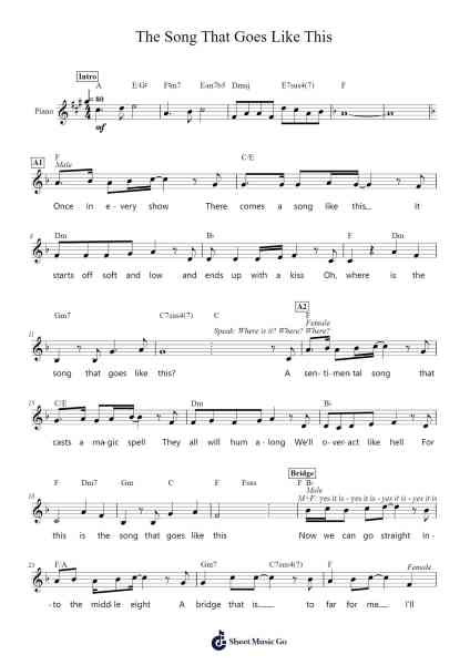 The Song That Goes Like This Sheet Music by Lioneldore Moiralph-Arr.Chrisphael Reedno