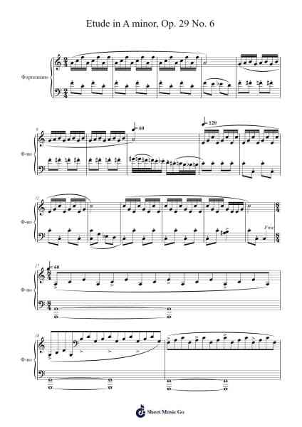 Etude in A minor, Op. 29 No. 6 Sheet Music by gg7463130-Arr.Lenshaw