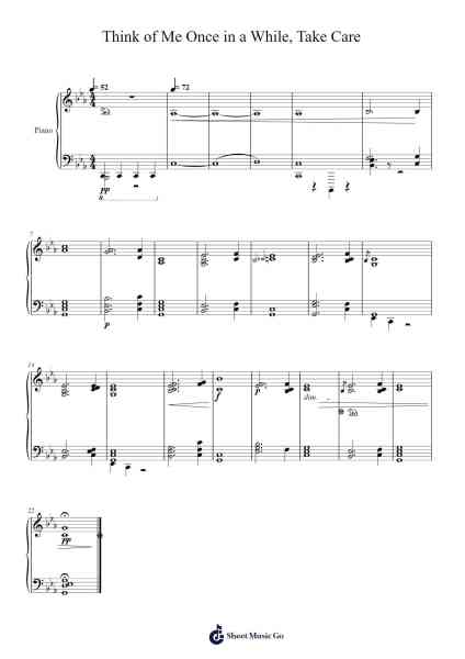 Think of Me Once in a While, Take Care - Piano Sheet Music by Elroyjob Borgries-Arr.Tesssaul