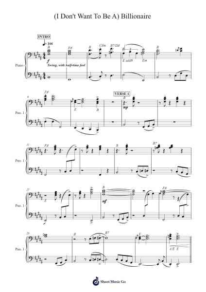 (I Don't Want To Be A) Billionaire Sheet Music by Theo Katzman-Arr.Inmark Ausbrooke