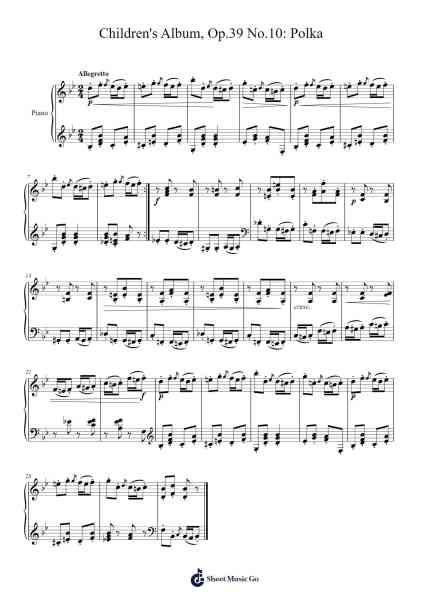 Children's Album, Op.39 No.10: Polka Sheet Music by Pyotr Ilyich Tchaikovsky-Arr.Scripla Brookfe