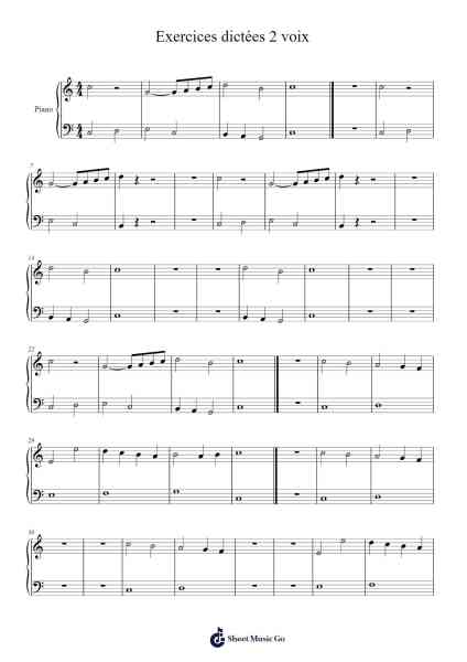 Exercices dictées 2 voix Sheet Music by -Arr.Jersoon