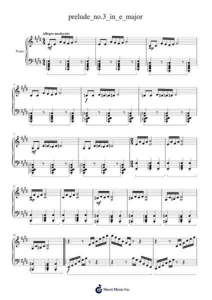 Prelude No. 3 in E Major Sheet Music by akinbilal17-Arr.Wooraine Fintis