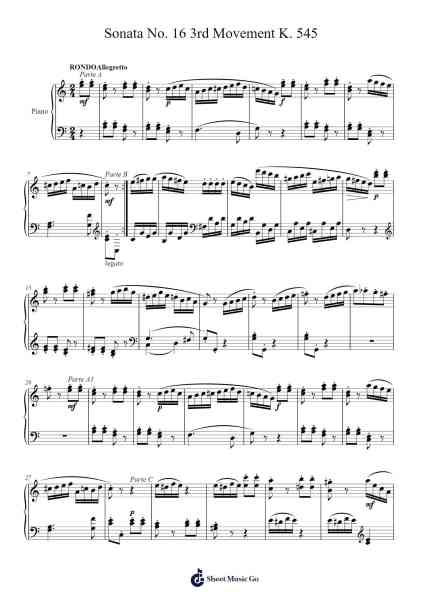 Sonata No. 16 in C Major, K. 545: III. Rondo Sheet Music by Wolfgang Amadeus Mozart-Arr.Pullzie Willmiles