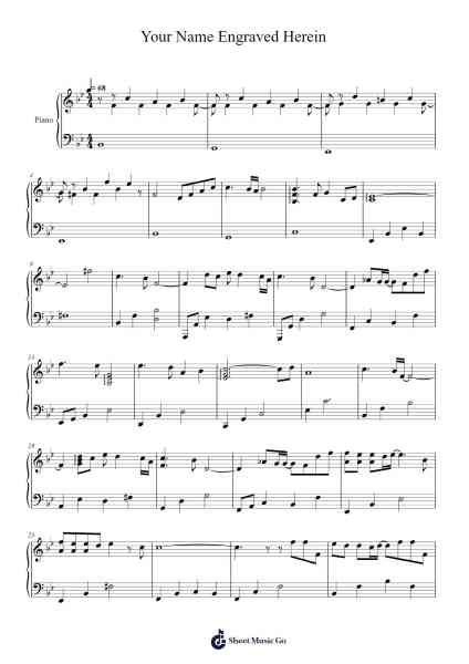 Your Name Engraved Herein Sheet Music by Toshiro Ymerej Luo-Arr.Hamclaire