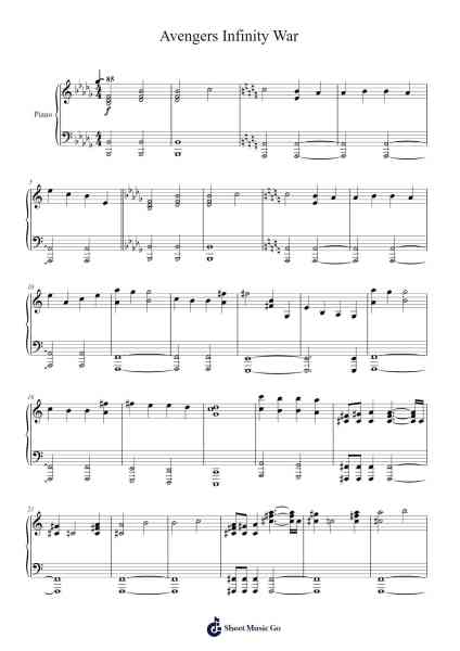 Avengers Infinity War Sheet Music by Alan Silvestri-Arr.Popthus