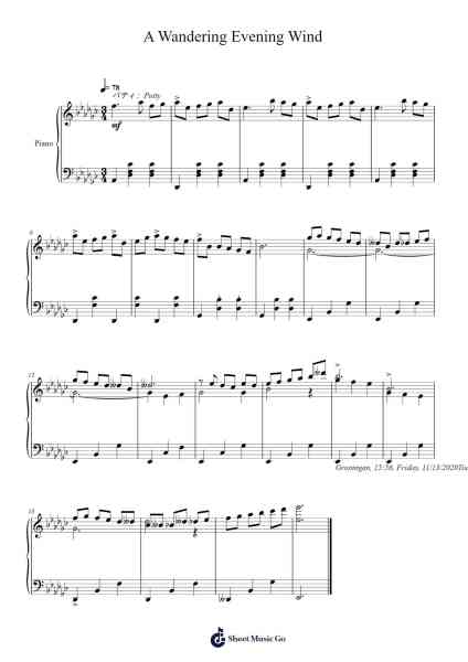 A Wandering Evening Wind Sheet Music by Toursbur-Arr.Ossweet