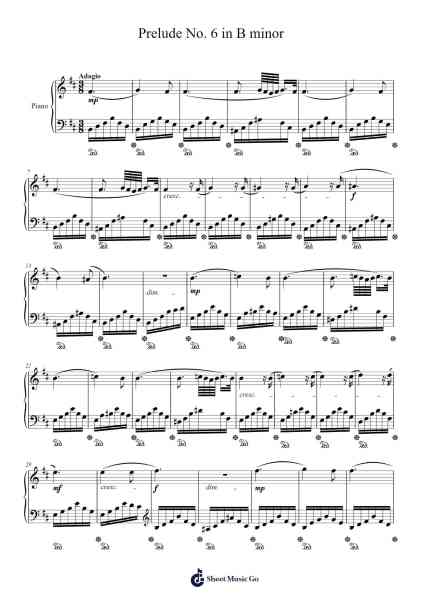 Prelude No. 6 in B minor Sheet Music by Aiden Lim-Arr.Holtlix