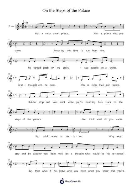 On the Steps of the Palace Sheet Music by Stephen Sondheim-Arr.Mablia Finkeith