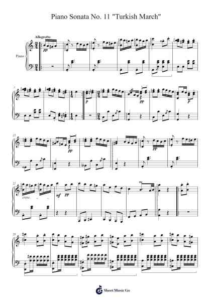 Piano Sonata No. 11 in A Major, K. 331: III. Rondo Alla Turca Sheet Music by Wolfgang Amadeus Mozart-Arr.Himorse