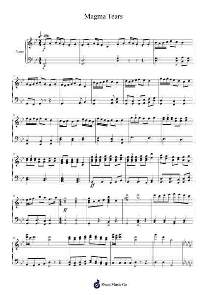 Magma Tears Sheet Music by -Arr.Clifffitch