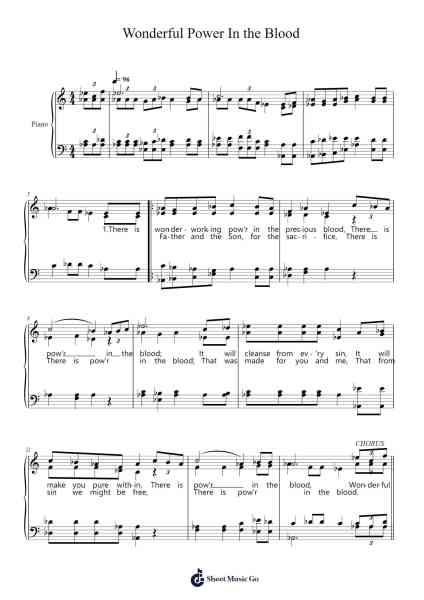 Wonderful Power in the Blood Sheet Music by R. E. Winsett-Arr.Hewgy Fowearl