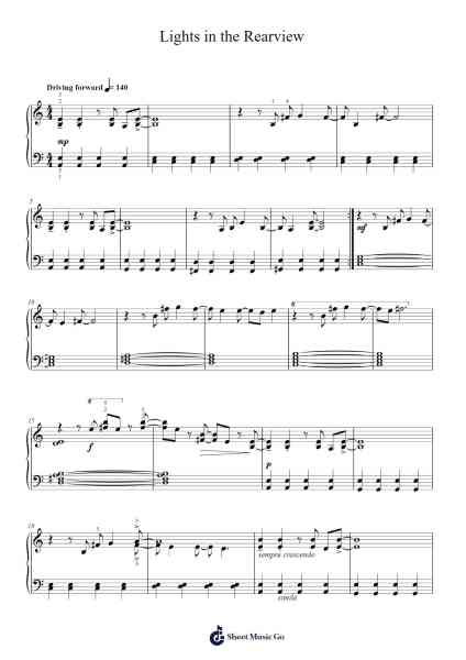 Lights in the Rearview Sheet Music by Ben Crosland-Arr.Sawhy