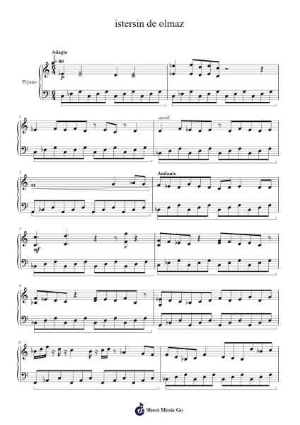 istersin de olmaz Sheet Music by Nyn-Arr.Gunvi Canlin