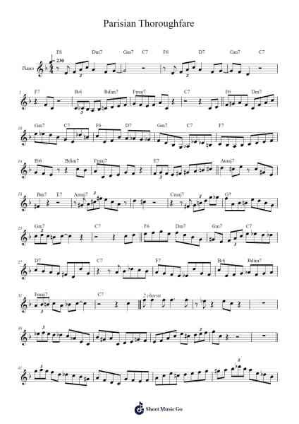 Parisian Thoroughfare Sheet Music by Bud Powell-Arr.Janejill Mooca