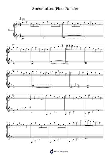 Senbonzakura (Piano Ballade) Sheet Music by Kyu Sakamoto-Arr.Hudcie Rhoclark