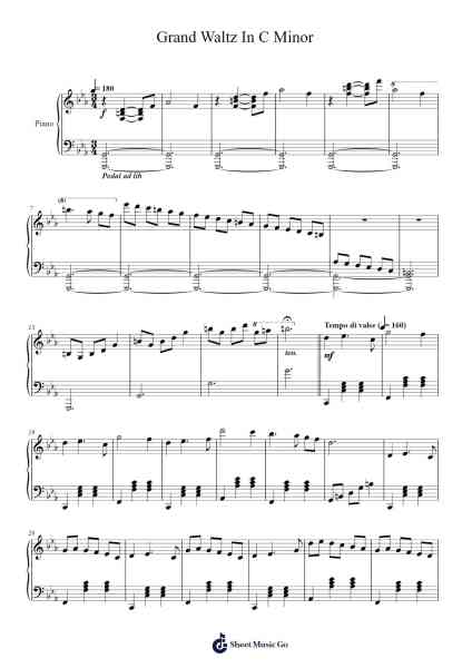 Grand Waltz in C Minor Sheet Music by Vioo'neil-Arr.Haycah Touthale