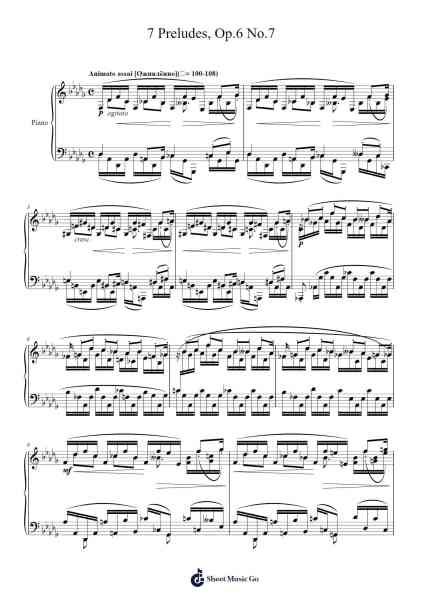 7 Preludes, Op.6 No.7 Sheet Music by Sergey Lyapunov-Arr.Wesquinn Bunmeg