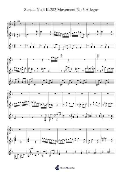 Sonata No. 4 in E-flat Major, K. 282: III. Allegro Sheet Music by TheHymnPlayer01-Arr.Hudfitch Terleign