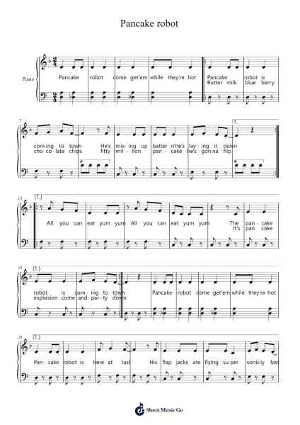 Pancake robot Sheet Music by Parry Gripp-Arr.Bysey Truwood