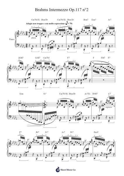 Intermezzo in B-flat Minor, Op. 117, No. 2 Sheet Music by Johannes Brahms-Arr.Mattbart Stephy