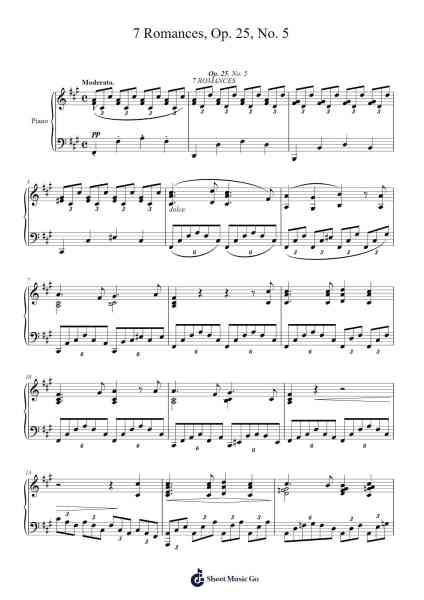 7 Romances, Op. 25, No. 5 Sheet Music by Sigismond Thalberg-Arr.Keatspritt Cofyet