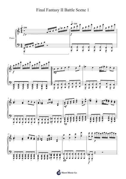 Final Fantasy II Battle Scene 1 Sheet Music by Nobuo Uematsu-Arr.Glalain Borhys