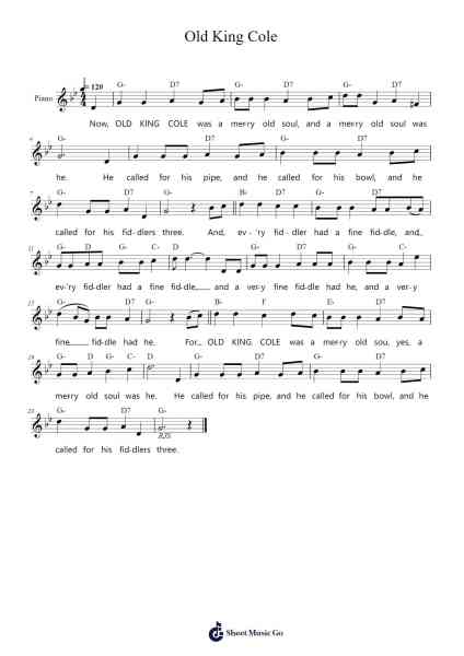 Old King Cole Sheet Music by Traditional-Arr.Minmeg Bobfax